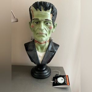 NWT RARE, HTF HALLOWEEN FRANKENSTEIN BUST DECORATIVE LIGHT UP EYES
